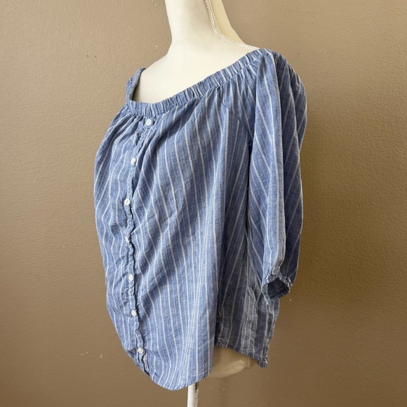 Torrid striped chambray off shoulder top size 1 - Picture 2 of 5